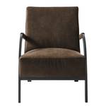 Fauteuil Hoxie antieke leerlook - Bruingrijs