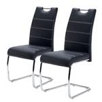 Chaise cantilever La Paz Imitation cuir / Métal - Chrome - Noir - Lot de 2