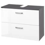 Wastafelonderkast Zeehan I wit grijs 70cm - Hoogglans wit/Grafiet - Breedte: 70 cm