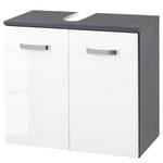 Wastafelonderkast Zeehan II wit grijs 60cm - Hoogglans wit/Grafiet - Breedte: 60 cm