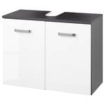 Wastafelonderkast Zeehan II wit grijs 70cm - Hoogglans wit/Grafiet - Breedte: 70 cm