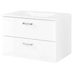 Meuble avec vasque Zeehan I Blanc brillant / Blanc - Largeur : 80 cm