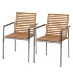 Set di 2 sedie da giardino TEAKLINE Legno di teak massello / Acciaio inox - Teak / Argento