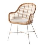 Sedia con braccioli Garston (cuscino da seduta incluso) - Rattan / Metallo - Rattan / Bianco