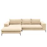 Hoekbank STREAKY BAY met chaise longue Geweven stof Caya: Beige - Longchair vooraanzicht links - Zonder slaapfunctie - Zonder hocker