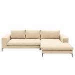 Ecksofa STREAKY BAY mit Longchair Webstoff Caya: Beige - Longchair davorstehend rechts - Ohne Schlaffunktion - Ohne Hocker