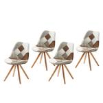 Chaises capitonnées Poitiers (lot de 4) Hêtre massif - Blanc / Marron