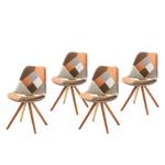 Chaises capitonnées Poitiers (lot de 4) massief beukenhout - Blanc / Orange