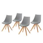 Eetkamerstoelen Privas ( 4-delige set) kunststof - Grijs/beukenhoutkleurig