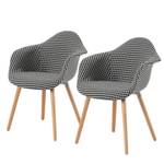 Chaises Sondrio (lot de 2) Hêtre massif / Tissu blanc et noir