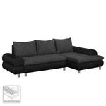 Ecksofa Samuro mit Schlaffunktion - Flachgewebe / Strukturstoff - Schwarz / Grau - Longchair davorstehend rechts