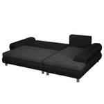 Ecksofa Samuro mit Schlaffunktion - Flachgewebe / Strukturstoff - Schwarz / Grau - Longchair davorstehend rechts