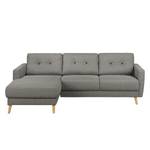 Ecksofa SOLA mit Longchair Webstoff Luba: Grau - Longchair davorstehend links - Ohne Schlaffunktion