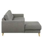 Ecksofa SOLA mit Longchair Webstoff Luba: Grau - Longchair davorstehend links - Ohne Schlaffunktion