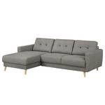 Ecksofa SOLA mit Longchair Webstoff Luba: Grau - Longchair davorstehend links - Ohne Schlaffunktion