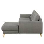 Ecksofa SOLA mit Longchair Webstoff Luba: Grau - Longchair davorstehend rechts - Ohne Schlaffunktion