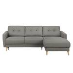 Ecksofa SOLA mit Longchair Webstoff Luba: Grau - Longchair davorstehend rechts - Mit Schlaffunktion