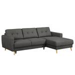 Ecksofa SOLA mit Longchair Webstoff Luba: Basalt - Longchair davorstehend rechts - Mit Schlaffunktion