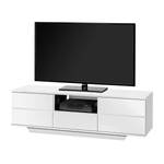 Banc TV Amieka Blanc brillant / Noir - Largeur : 150 cm