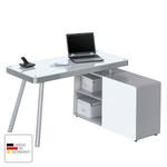 Bureau pour ordinateur Suita Verre blanc / Aluminium - Blanc / Argenté mat