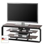 Meuble TV Rack Jared I Noir / Verre gris lava - Largeur : 110 cm