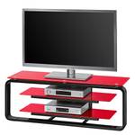 Mobiletto TV Jared I Nero / Vetro rosso - Larghezza: 110 cm