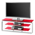 Meuble TV Rack Jared I Blanc / Verre rouge - Largeur : 110 cm