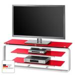 Mobiletto TV Jared I Bianco / Vetro rosso - Larghezza: 110 cm