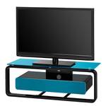 Tv-rek Shanon I hoogglans wit - Zwart/petrolblauw glas - Breedte: 110 cm