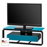 Tv-rek Shanon I hoogglans wit - Zwart/petrolblauw glas - Breedte: 110 cm