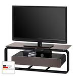 Tv-rek Shanon I hoogglans wit - Zwart/lavagrijs glas - Breedte: 110 cm