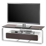 Tv-rek Shanon I hoogglans wit - Wit/lavagrijs glas - Breedte: 110 cm