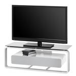 TV-Rack Shanon Weiß / Glas Platingrau - 110 cm - Weiß / Glas Platingrau - Breite: 110 cm