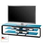 Tv-rek Jared I Zwart/petrolblauw glas - Breedte: 150 cm