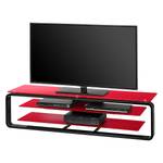 Meuble TV Rack Jared I Noir / Verre rouge - Largeur : 150 cm