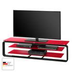 Meuble TV Rack Jared I Noir / Verre rouge - Largeur : 150 cm