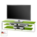 Meuble TV Rack Jared I Blanc / Verre vert - Largeur : 150 cm