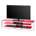 Meuble TV Rack Jared I Blanc / Verre rouge - Largeur : 150 cm