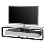 Tv-rek Shanon I hoogglans wit - Zwart/platinagrijs glas - Breedte: 150 cm