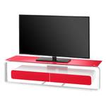 Meuble TV Shanon I Blanc brillant - Blanc / Verre rouge - Largeur : 150 cm