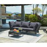 Loungefauteuil Kylo geweven stof/polyrotan - grijs/antracietkleurig