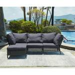 Loungesessel Kylo Webstoff / Polyrattan - Grau / Anthrazit