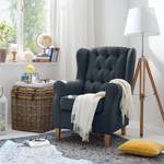 Fauteuil à oreilles Luro Tissu structuré - Tissu Inas: Bleu foncé