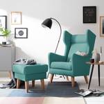 Oorfauteuil Bucoli vilt vilt - Turquoise - Met hocker