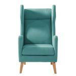 Oorfauteuil Bucoli vilt vilt - Turquoise - Met hocker