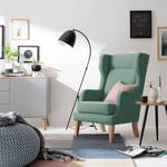 Fauteuil à oreilles Grenfell Tissu - Vert océan