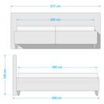 Lit capitonné Kolbäck Tissu structuré Granit - 200 x 200cm - Sans sommier & matelas