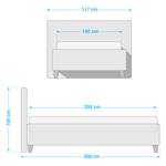 Gestoffeerd bed Kolbäck structuurstof Antraciet - 100 x 200cm - Met lattenbodem