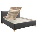 Lit capitonné Kolbäck Tissu structuré Anthracite - 160 x 200cm - Avec sommier à lattes