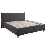 Lit capitonné Kolbäck Tissu structuré Anthracite - 180 x 200cm - Avec sommier à lattes